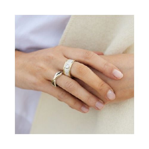 Anillo Positano White - Plata y Oro