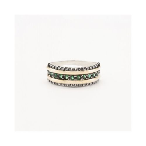 Anillo York Green - Plata y Oro