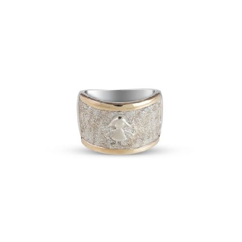 Anillo Arenado Nena - Plata y Oro