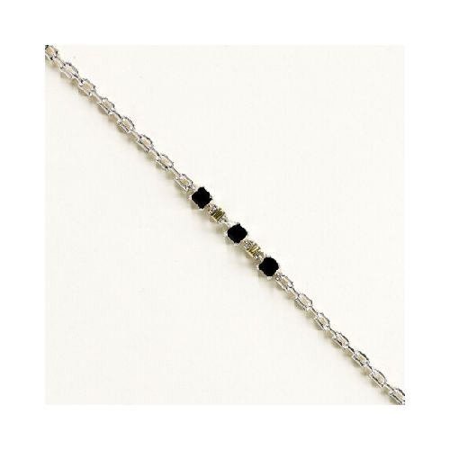 Pulsera Cubic Negra - Plata y Oro