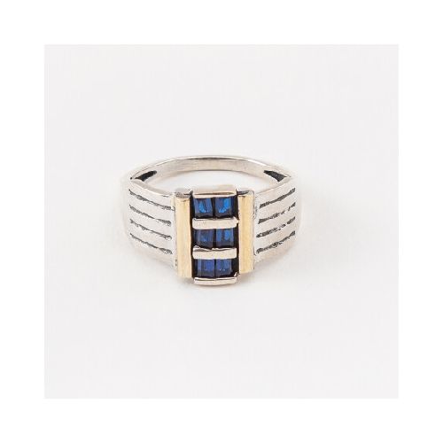 Anillo Travis Blue - Plata y Oro