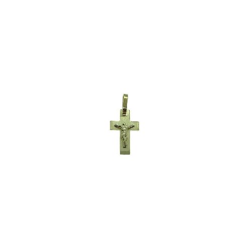 Cruz chata de oro amarillo 18k con Cristo