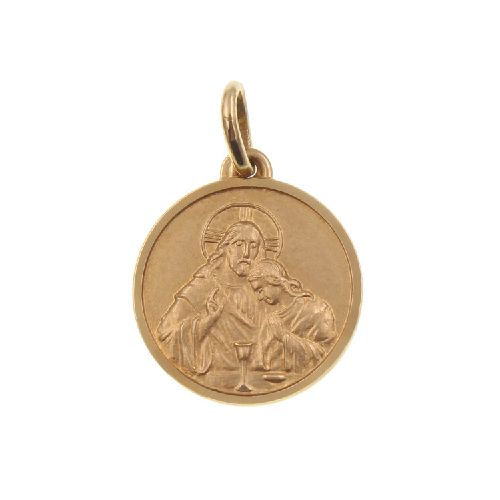 Medalla religiosa de oro amarillo 18k - Comunión