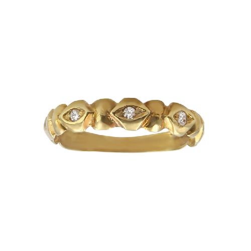 Anillo apilable de oro amarillo 18k con circonias