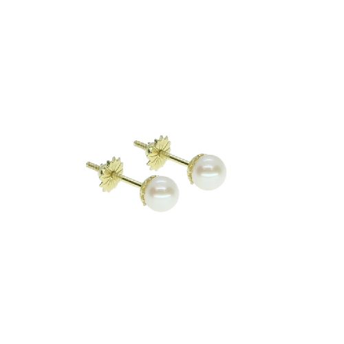 Caravanas de oro amarillo 18k con perlas de cultivo de 4.75mm