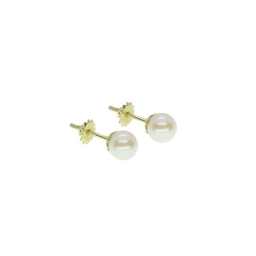 Caravanas de oro amarillo 18k con perlas de cultivo de 5.75mm