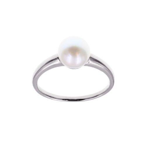 Anillo Catalina chico en oro blanco 18k. con perla de cultivo