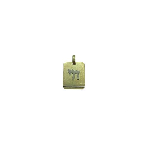 Medalla rectangular con Jai de oro 18k