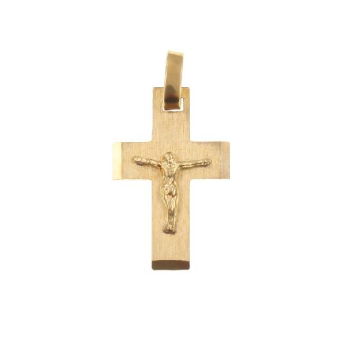 Cruz chata con Cristo de oro amarillo 18k