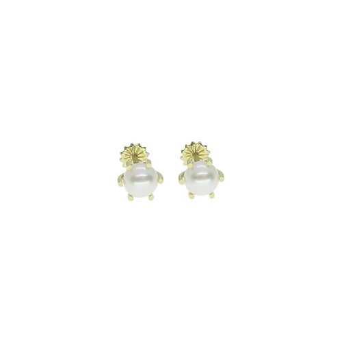 Caravanas en oro 18k con perlas de cultivo de 6mm (CA7310)