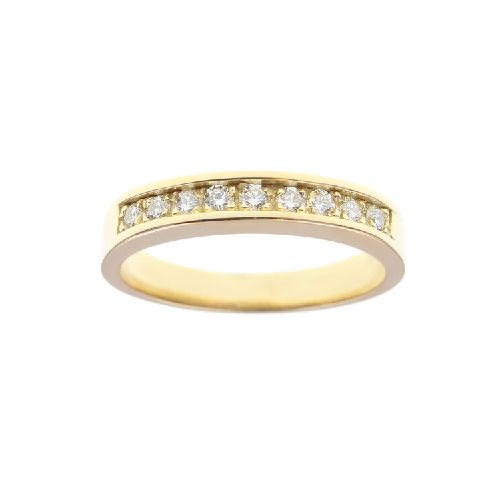 Anillo medio sinfín Chana en oro amarillo 18k con brillantes (N4752A)