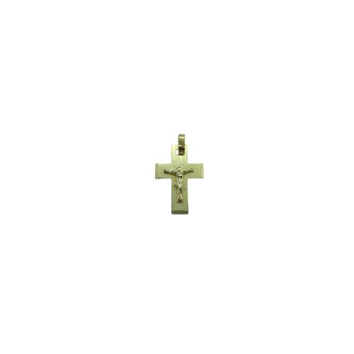 Cruz chata de oro amarillo 18k con Cristo N18