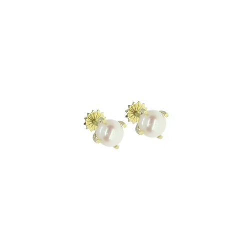 Caravanas en oro 18k con perlas de cultivo de 6mm (CA0110)