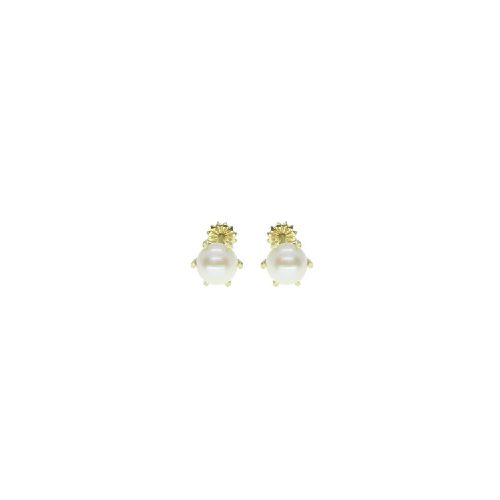 Caravanas en oro 18k con perlas de cultivo de 6.5 mm (CA8010)