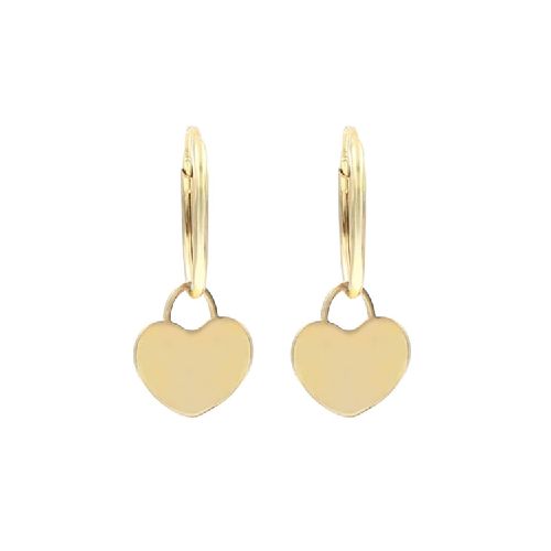 Aros de oro amarillo 18k. con corazones