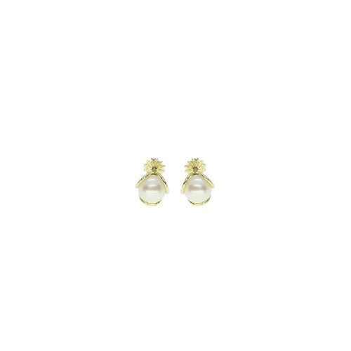 Caravanas en oro 18k con perlas de cultivo de 5.5cm (CA7010)