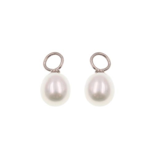 Accesorio colgante para aros de oro 18k blanco con perlas