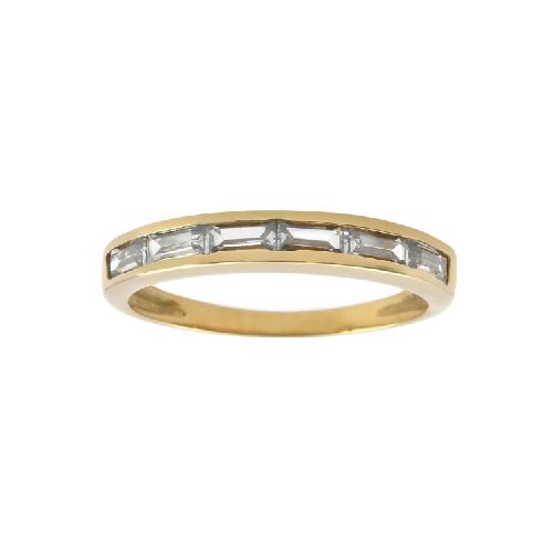 Anillo de oro amarillo 18k con cubic baguette.