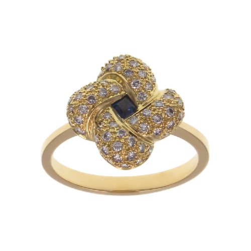 Anillo Narda oro 18k con brillantes y zafiro