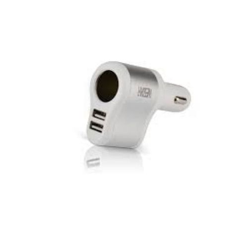 Cargador Auto U2 Wesdar Dual Usb/cigarette Whi/sil