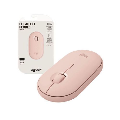 Mouse bluetooth Logitech PEBBLE M350 minimalista rosa