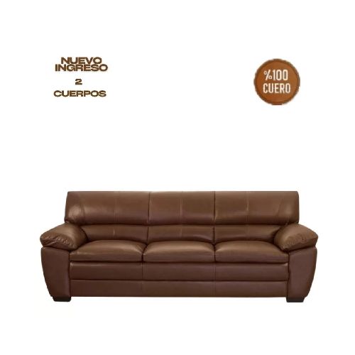 Sillón B&V %100 Cuero - 2 Cuerpos - Premium - Caramelo