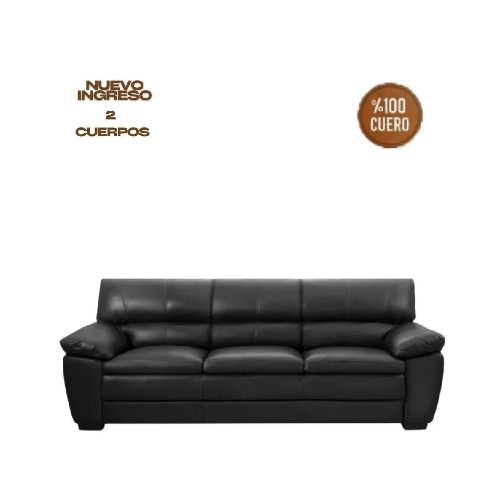 Sillón B&V %100 Cuero - 2 Cuerpos - Premium - Negro