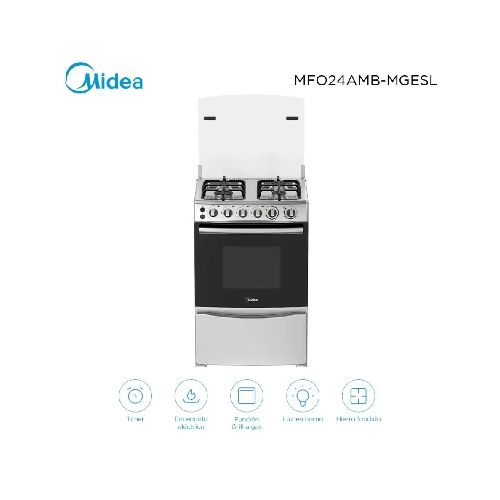 Cocina a gas con grill Midea MFO24AMBMGES