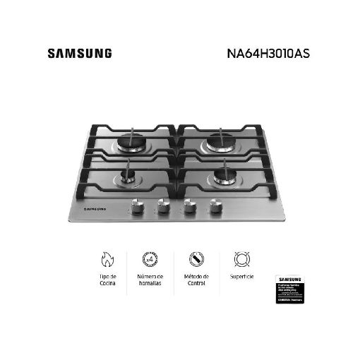 Anafe a gas Samsung 4 hornallas Inox