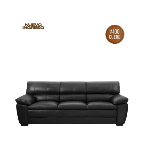 Sillón B&V %100 Cuero - 3 Cuerpos - Premium - Negro