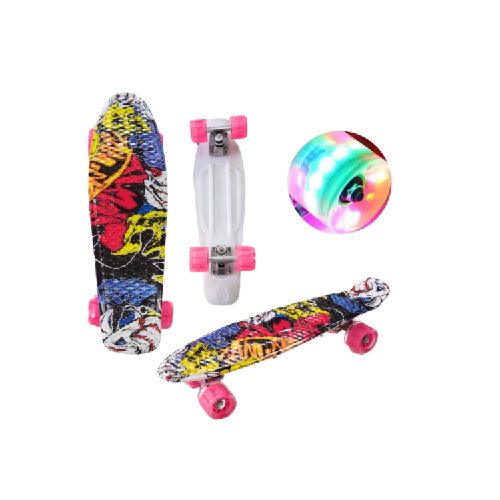 Patineta Skate Tipo Penny 54cm Diseños Ruedas Luz Led