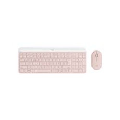 Teclado Logitech Mk470 Rosa +Mouse Inalambrico