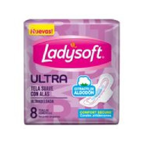 Toallas Femeninas Ladysoft Ultradelgada Suave Con Alas 8Un