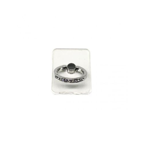 Anillo soporte para celular rectangular transparente con brillos