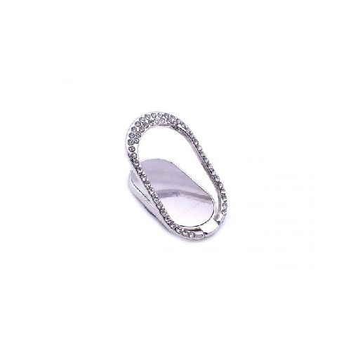 Anillo soporte para celular plateado con brillos