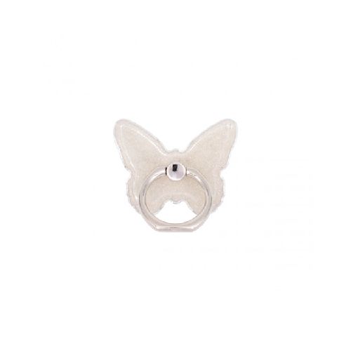 Anillo soporte para celular diseño mariposa brillos blanco