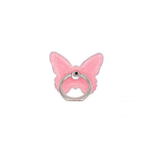 Anillo soporte para celular diseño mariposa brillos rosa