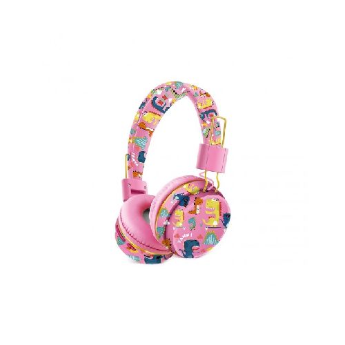 Auriculares inalámbricos diseño dinosaurio color rosa