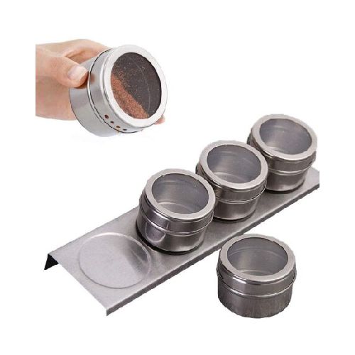 Especiero 4 frascos acero inox imantados