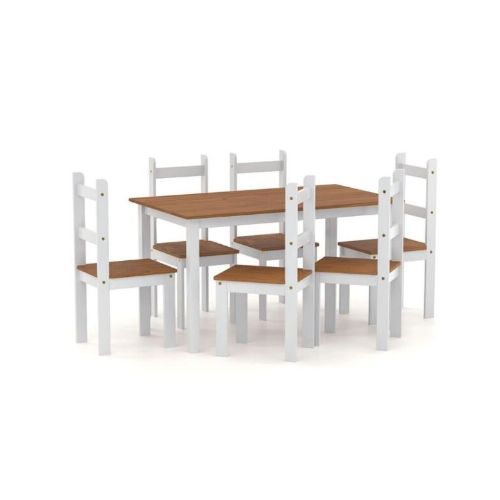 Juego Comedor 6 Sillas Rustico Blanco/miel Kalo