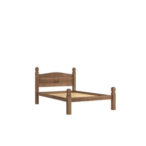 Cama 2 Plazas Madera Rustica 1.40 X 1.90 Nogal