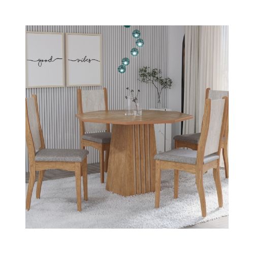 Juego Comedor 4 Sillas Hexagonal 1.04 Venecia+paris