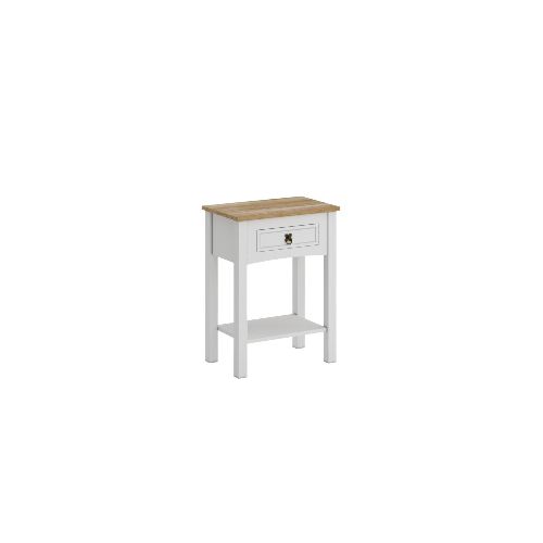 Mesa De Luz Madera Alta Blanco Linea Rustica