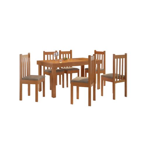 Juego de comedor en madera maciza 6 sillas