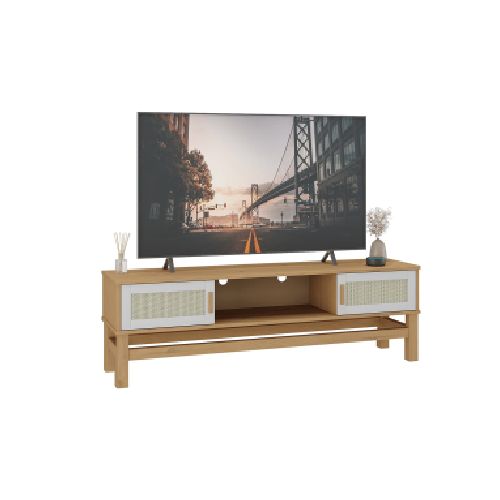 Rack para tv - Madera maciza con ratan