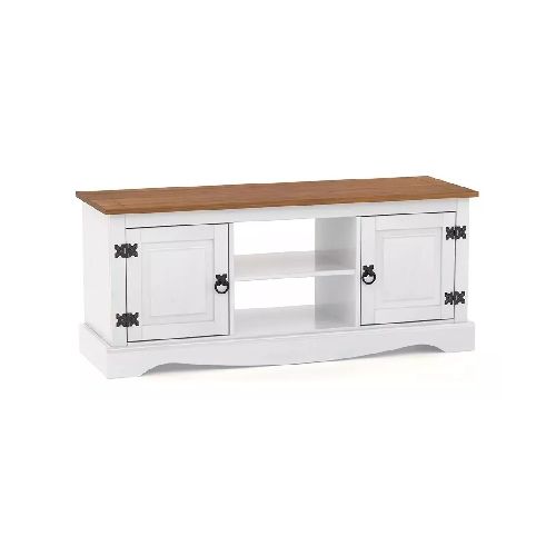 Rack para TV o audio - madera maciza - 2 puertas - Línea Mexicana blanca