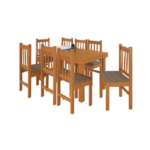 Juego de comedor mesa y 8 sillas madera maciza