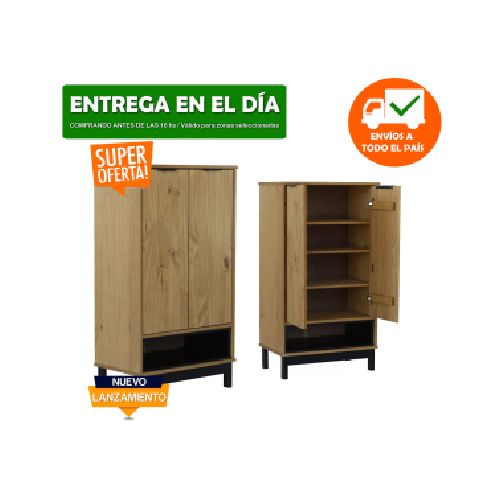 Armario multiuso en madera maciza - 2 puertas - interior con estantes