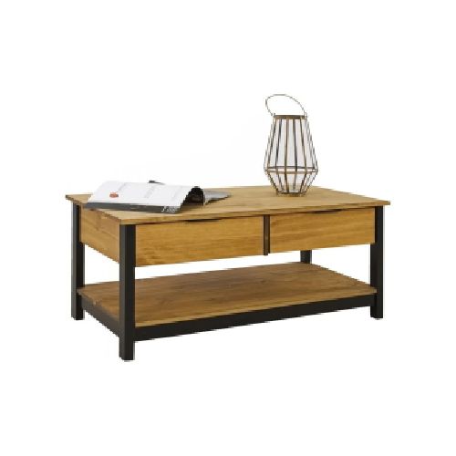 Mesa de living en madera maciza con cajones