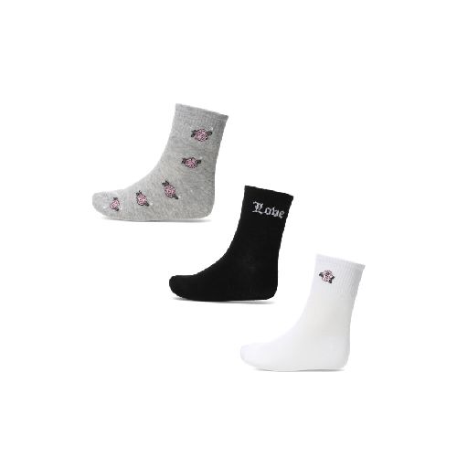 Medias quarter pack x3 white MissCarol - White/Black